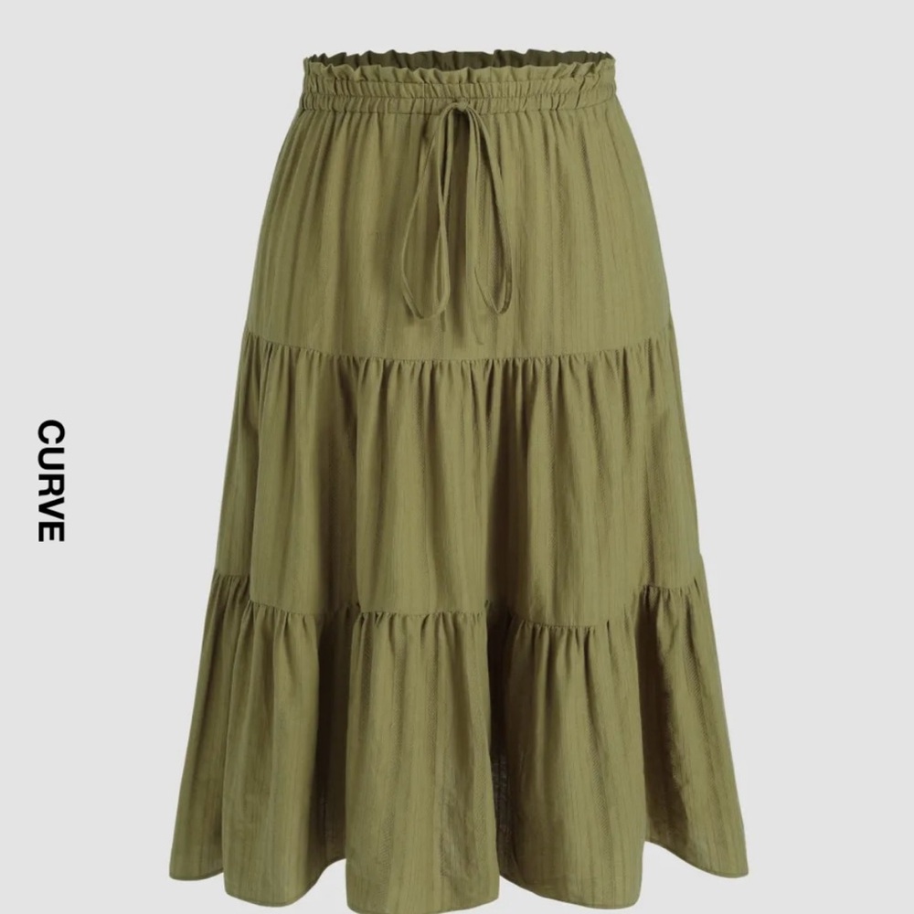 Olive Green Tiered Skirt
